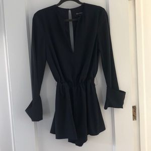 The Fifth Navy Blue Long Sleeved Romper with Tie